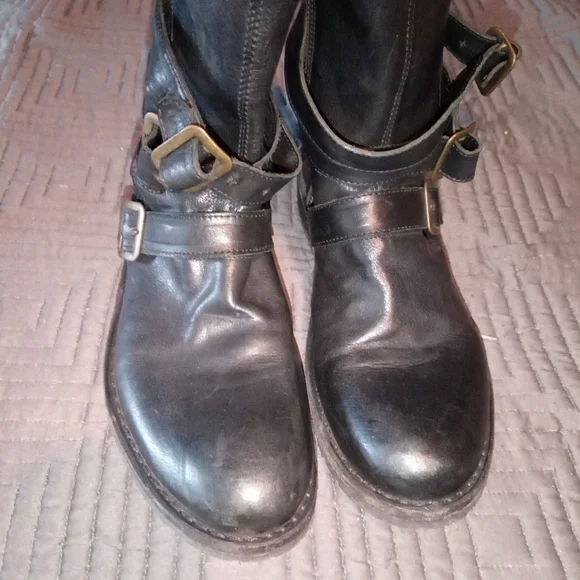 Fiorentini Baker Italy Black Leather Buckle Boots - Picture 6 of 16